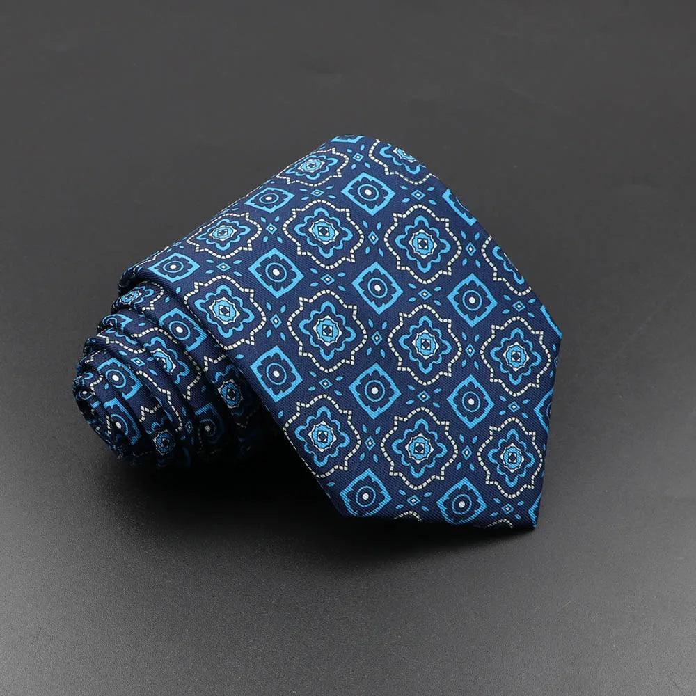 Men's Fashion Silk Tie 7.5cm Soft Novelty Necktie Blue Green Orange Color Ties For Men Dot Floral Bowtie Wedding Business Gift