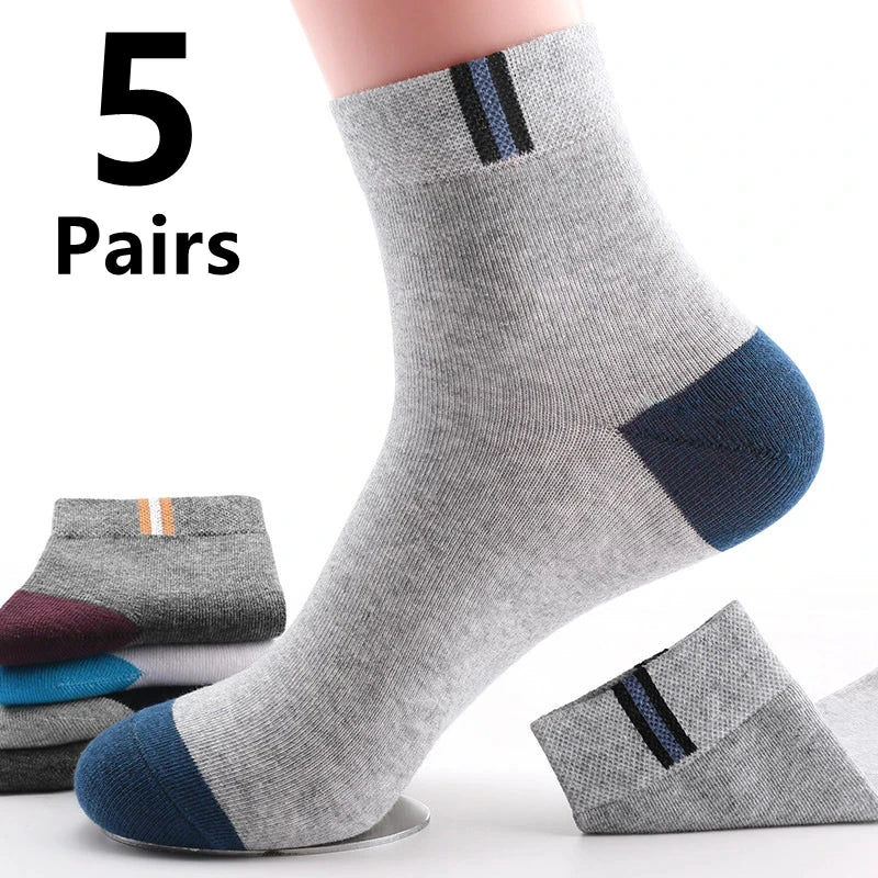 5 Pairs Of Men's Socks, Autumn And Winter Vintage Fun Fashion Athletic Socks, Sports Trend Socks