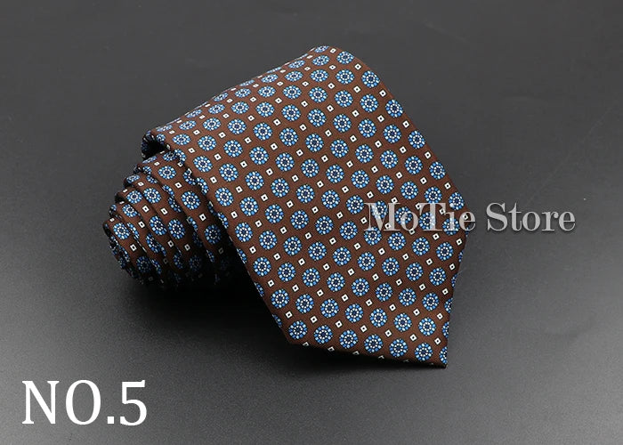 Men's Fashion Silk Tie 7.5cm Soft Novelty Necktie Blue Green Orange Color Ties For Men Dot Floral Bowtie Wedding Business Gift