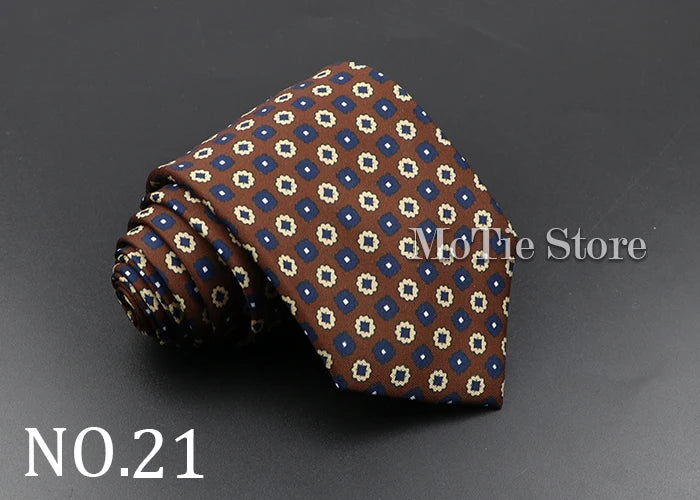 Men's Fashion Silk Tie 7.5cm Soft Novelty Necktie Blue Green Orange Color Ties For Men Dot Floral Bowtie Wedding Business Gift