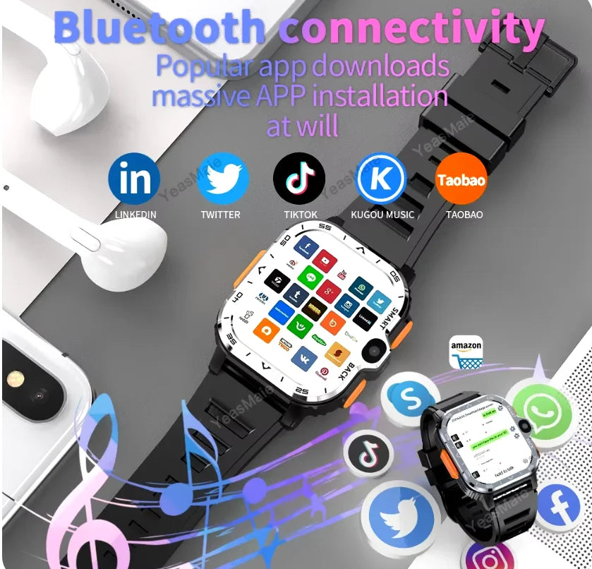 New 5G Sim Card Small mobile phone Smart Watch HD Dual Camera 64GB/16GB ROM NFC GPS WiFi Waterproof Google Play Smart Bracelet