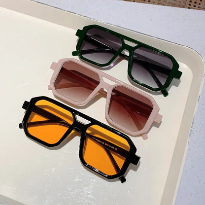 KAMMPT Trendy Square Decoration Shades Retro Oversize Gradient Women Sunglasses Men's Brand Sun Glasses for Driving Fishing