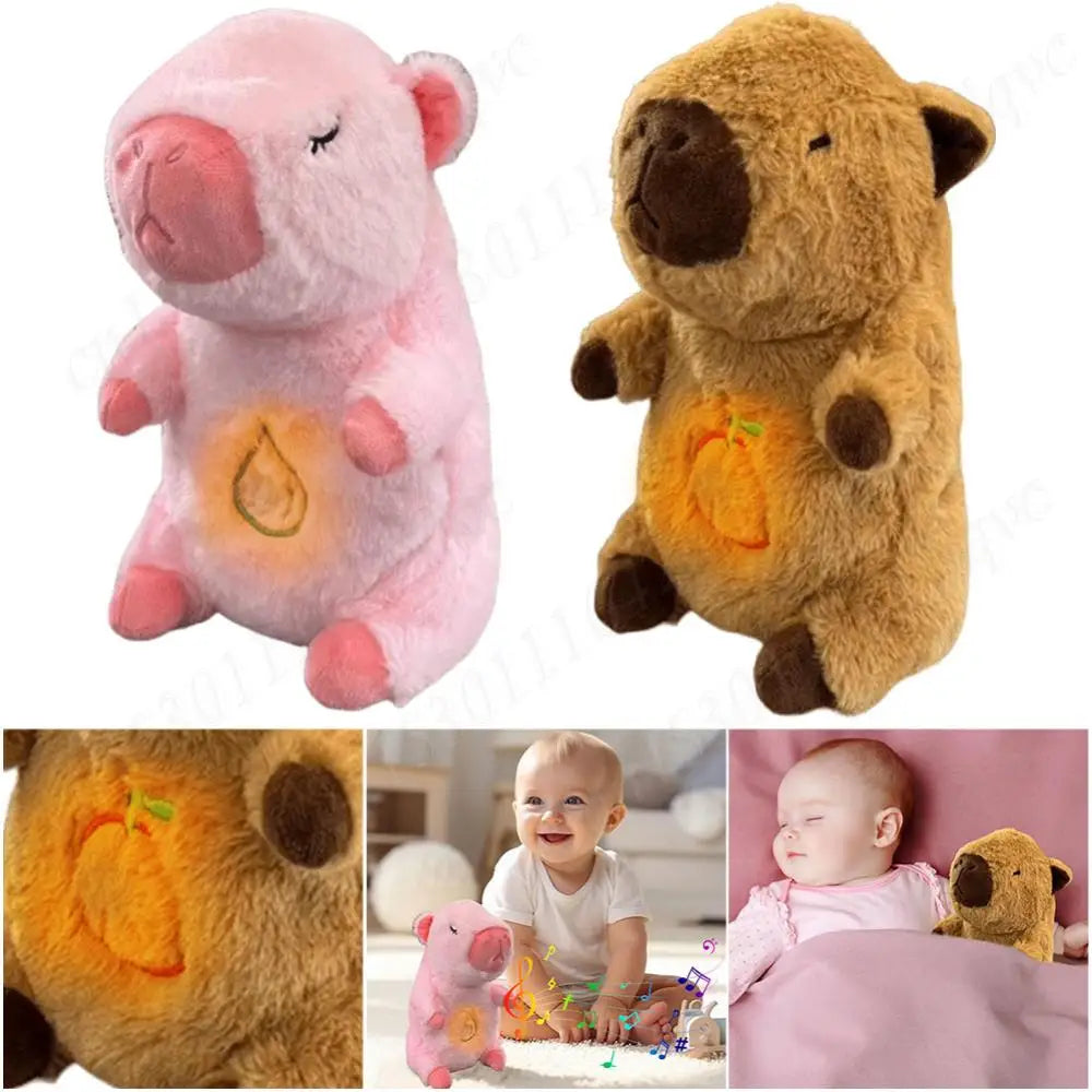 Baby Plush Doll Breathing Bear Baby Soothing Otter Toy Kids Music Sleep Playmate Sleeping Companion Sound Light Doll Toy Gifts