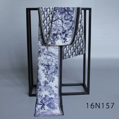 Business Scarf Hangzhou Silk Men's Scarf Long Scarf Double-Sided Trendy British European American Style Autumn Winter