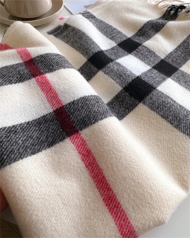 Luxury Brand Women Cashmere Scarves Lady Winter Warm Soft Pashmina Shawls Wraps Female Plaid Knitted Long Scarf for Women