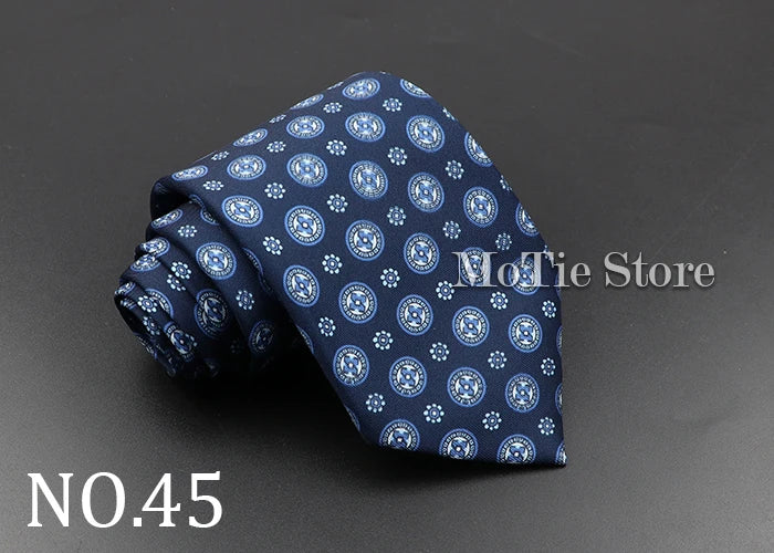 Men's Fashion Silk Tie 7.5cm Soft Novelty Necktie Blue Green Orange Color Ties For Men Dot Floral Bowtie Wedding Business Gift