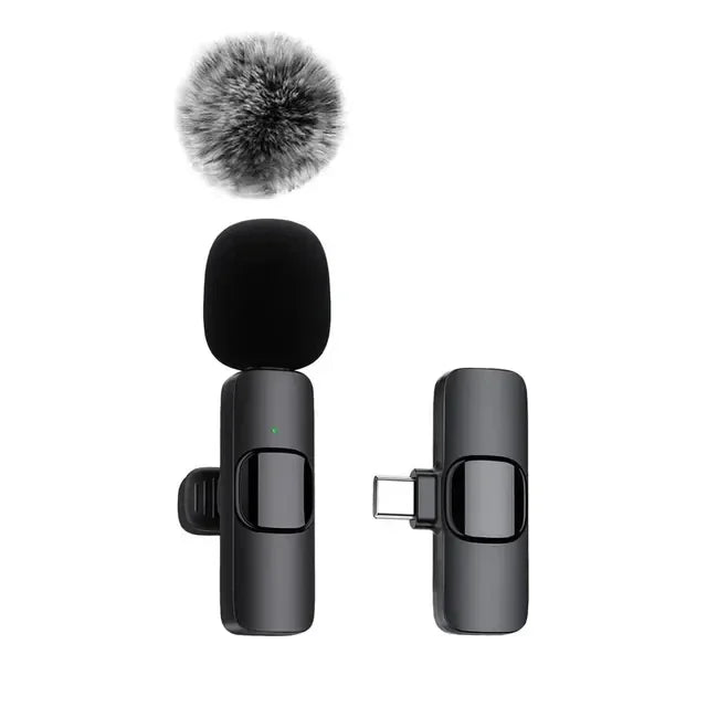 Portable Wireless Lavalier Microphone Audio Video Recording Mini Mic Live Broadcast Noise Reduction Mic for iPhone Android