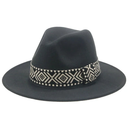 Spring and Autumn Wide-brimmed Woolen Hat, Jazz Bowler Hat, Bohemian National Style Square Band Festival Party Performance Hat