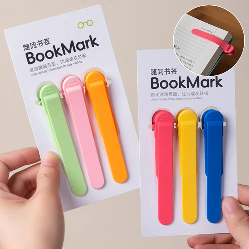 3 Pcs/Set Silicone Bookmark Automatically Follows Page Book Accessories For Reading Lovers Office Stationery School Supplies