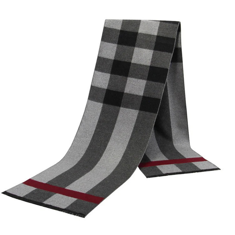 Cashmere Scarf For Men Winter Warm Shawl Big Neckerchief Casual Outdoor Warm Cashmere Scarf Soft Plaid Stripe Pashmina Men Gifts