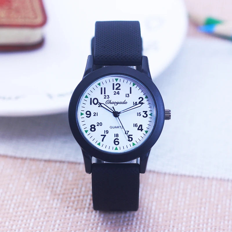 2024 New Style Children Boys Girls Simple 24 Hours Luminous Hands Sports Silicone Strap Watches Jelly Colors Quartz Wristwatches