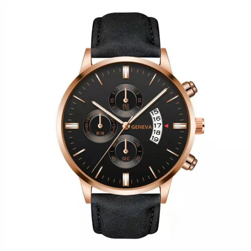 Fashion Mens Watches Luxury Black Stainless Steel Quartz Wrist Watch Man Business Watch for Men Calendar Clock Reloj Hombre