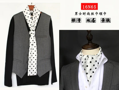 Business Scarf Hangzhou Silk Men's Scarf Long Scarf Double-Sided Trendy British European American Style Autumn Winter
