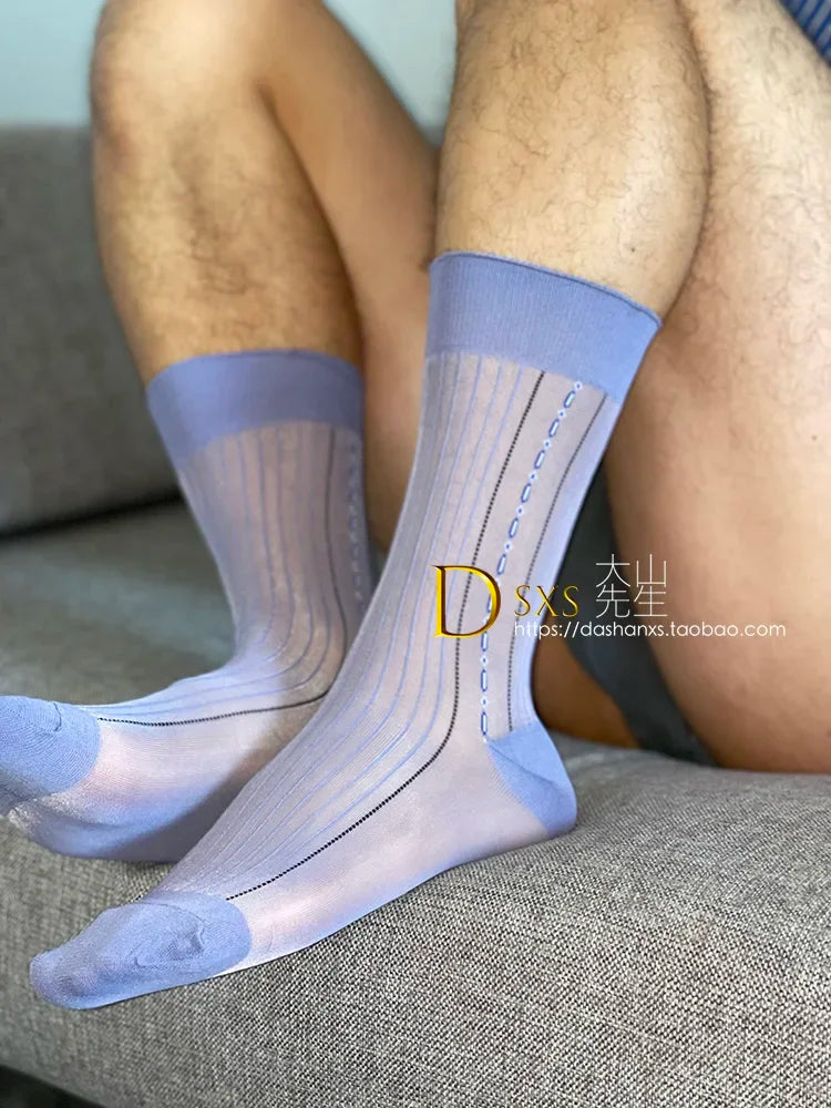 Jacquard Tube Socks for Man Sheer Loose Business Work Socks Retro Classic Man Old Time Socks Vintage Style Ribbed Sexy Stockings