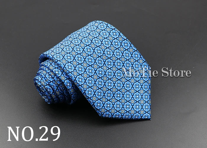 Men's Fashion Silk Tie 7.5cm Soft Novelty Necktie Blue Green Orange Color Ties For Men Dot Floral Bowtie Wedding Business Gift