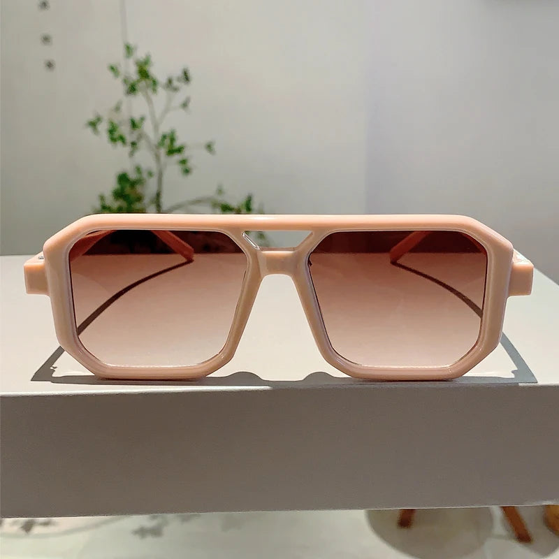 KAMMPT Trendy Square Decoration Shades Retro Oversize Gradient Women Sunglasses Men's Brand Sun Glasses for Driving Fishing