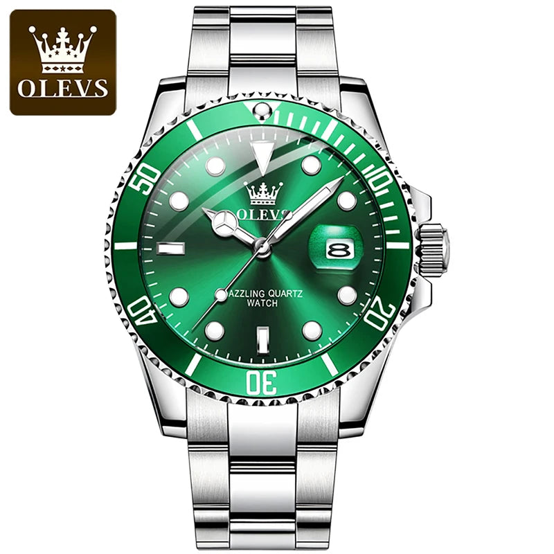 OLEVS Mens Quartz Watches Top Brand Luxury Business Waterproof Luminous Large Dial Men Wristwatches Sports Stainless Steel Watch