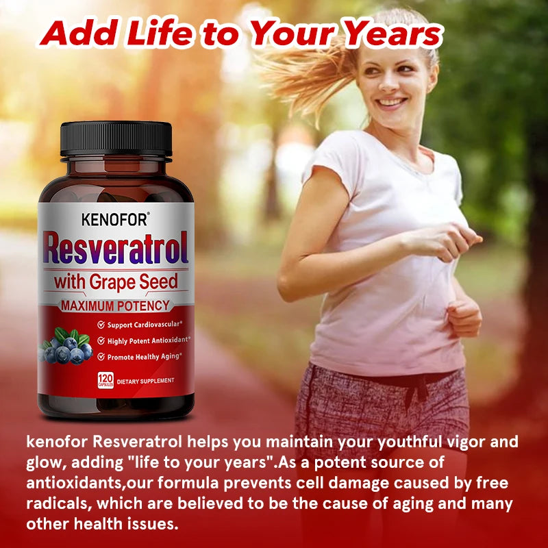 Resveratrol Supplements - Powerful Antioxidants and Trans-Resveratrol for Anti-Aging, Cardiovascular Support, Maximum Benefits