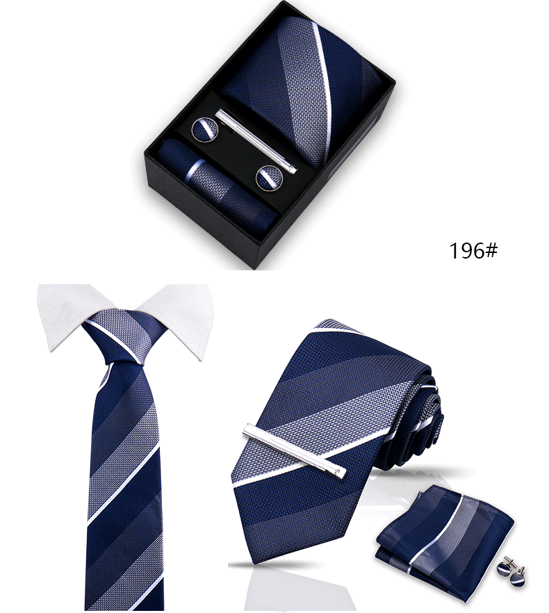 Tie Set For Men Silk Necktie Wedding Cufflinks Box Gift Tie Clip Men Pocket Square Necktie Luxury Business Gravatas