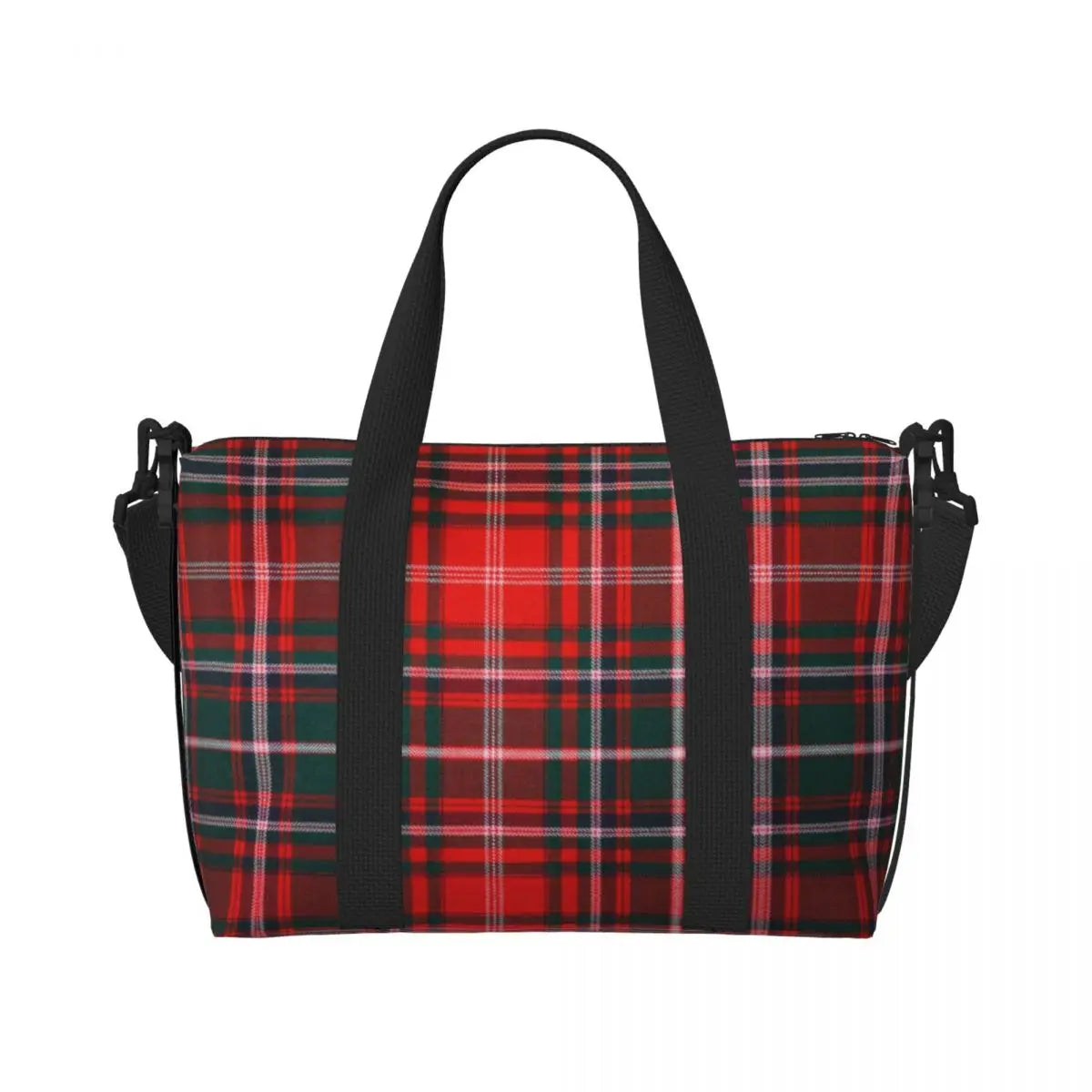 Custom Popular Tartan Plaid Beach Tote Bag for Women Extra Large Gym Carry On Geometric Gingham Check Texture Shopping Bags