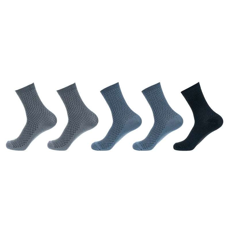 5 Pairs/Lot Men's High Quality Bamboo Fiber Socks Sweat Absorbent Breathable Medium Tube Socks Business Casual Solid Color Socks