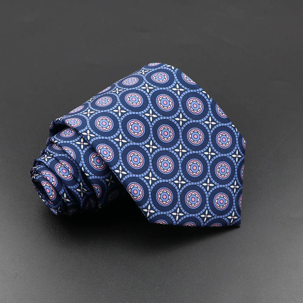 Men's Fashion Silk Tie 7.5cm Soft Novelty Necktie Blue Green Orange Color Ties For Men Dot Floral Bowtie Wedding Business Gift