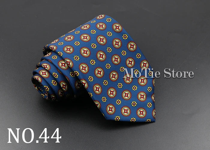 Men's Fashion Silk Tie 7.5cm Soft Novelty Necktie Blue Green Orange Color Ties For Men Dot Floral Bowtie Wedding Business Gift