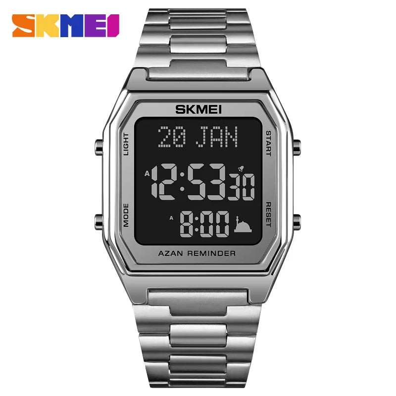 SKMEI 1763 Watch for Men Sport Waterproof Pilgrmage Qibla Direction Religious Month Day Hijri Calendar Digital Mens Wristwatches