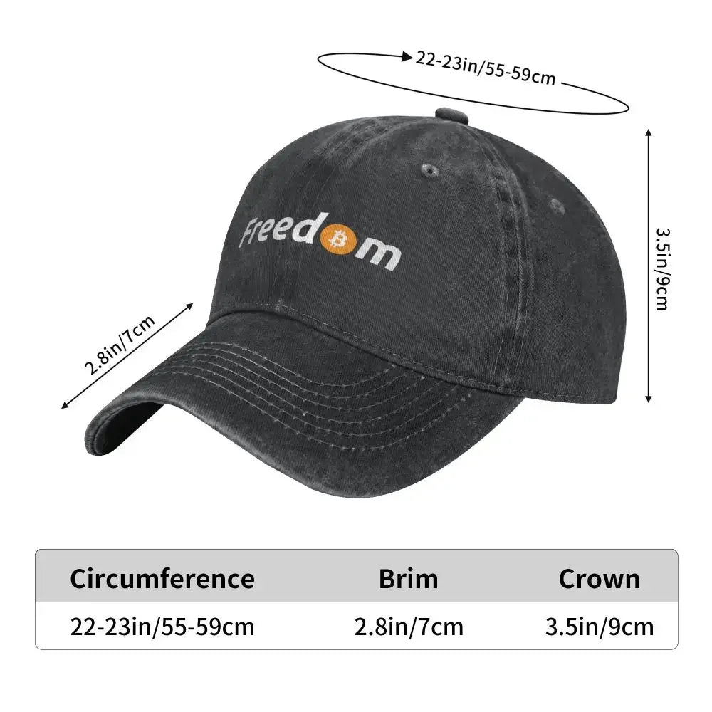 Bitcoin Freedom Denim Baseball Cap Adjustable Hats Women Men Crypto Btc Blockchain Cap Spring Autumn Classic Casquette Gorras