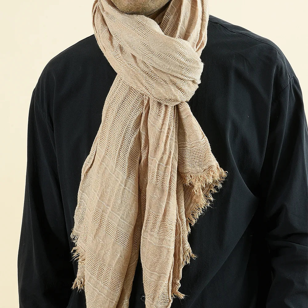 Fashion Men Scarf Cotton Linen Autumn Winter Warm Pashmina Casual Tassel Bufanda Men's Scarves Black Navy Man Scarfs