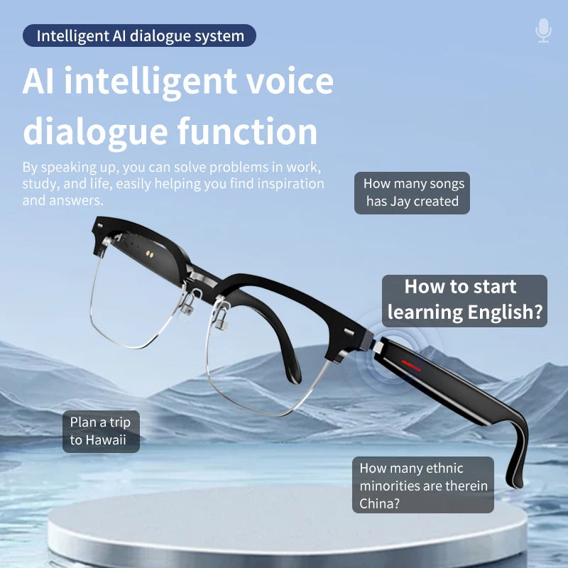 SENBONO Smart Glasses AI Translation Glasses 100+ Languages Real-time Translation Bluetooth Music Built-in Mic & Speakers