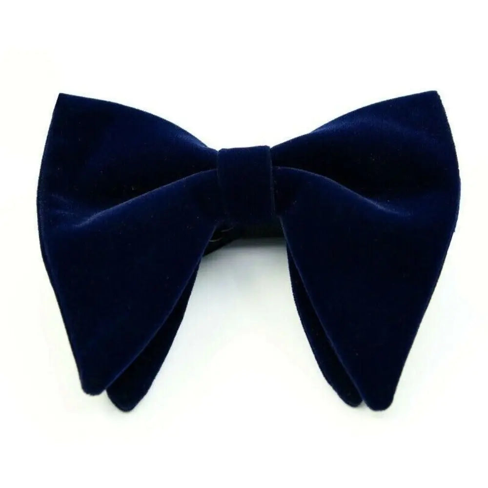 Mens Oversized Bow Tie Solid Velvet Bowtie Wedding Party Tuxedo Adjustable Necktie Big Bow Tie