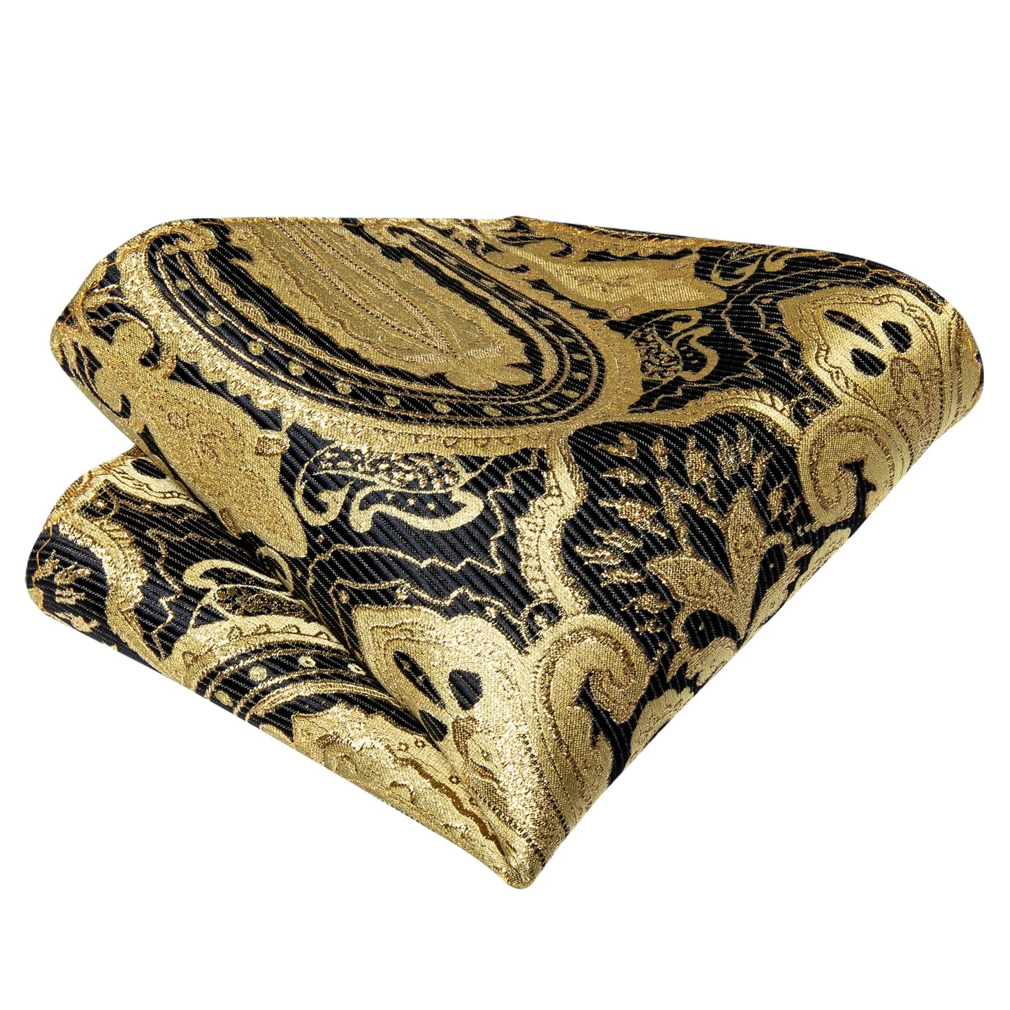 Luxury Gold Black Paisley Self Tie Men's Bow Tie Silk Woven Wedding Party Butterfly Ties Hanky Brooch Pin Set Tuxedo Bow DiBanGu