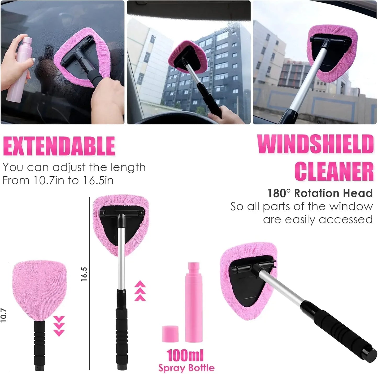 17pcs Car Cleaning Kit, Pink Car Interior Detailing Kit with High Power Handheld Vacuum, Detailing Brush Set, Windshield Cleaner