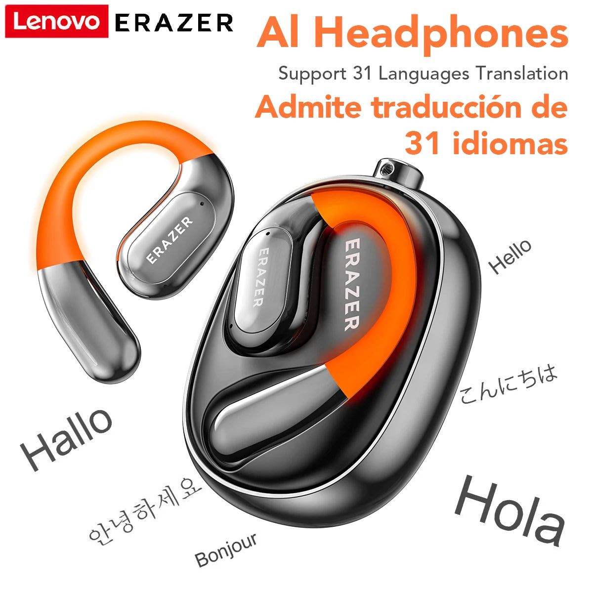 [AI Translator Earphone] ERAZER XF31 Bluetooth Translation Earbuds Sleep ASMR Headset DIY APP  AI Wireless Headphones Open Back