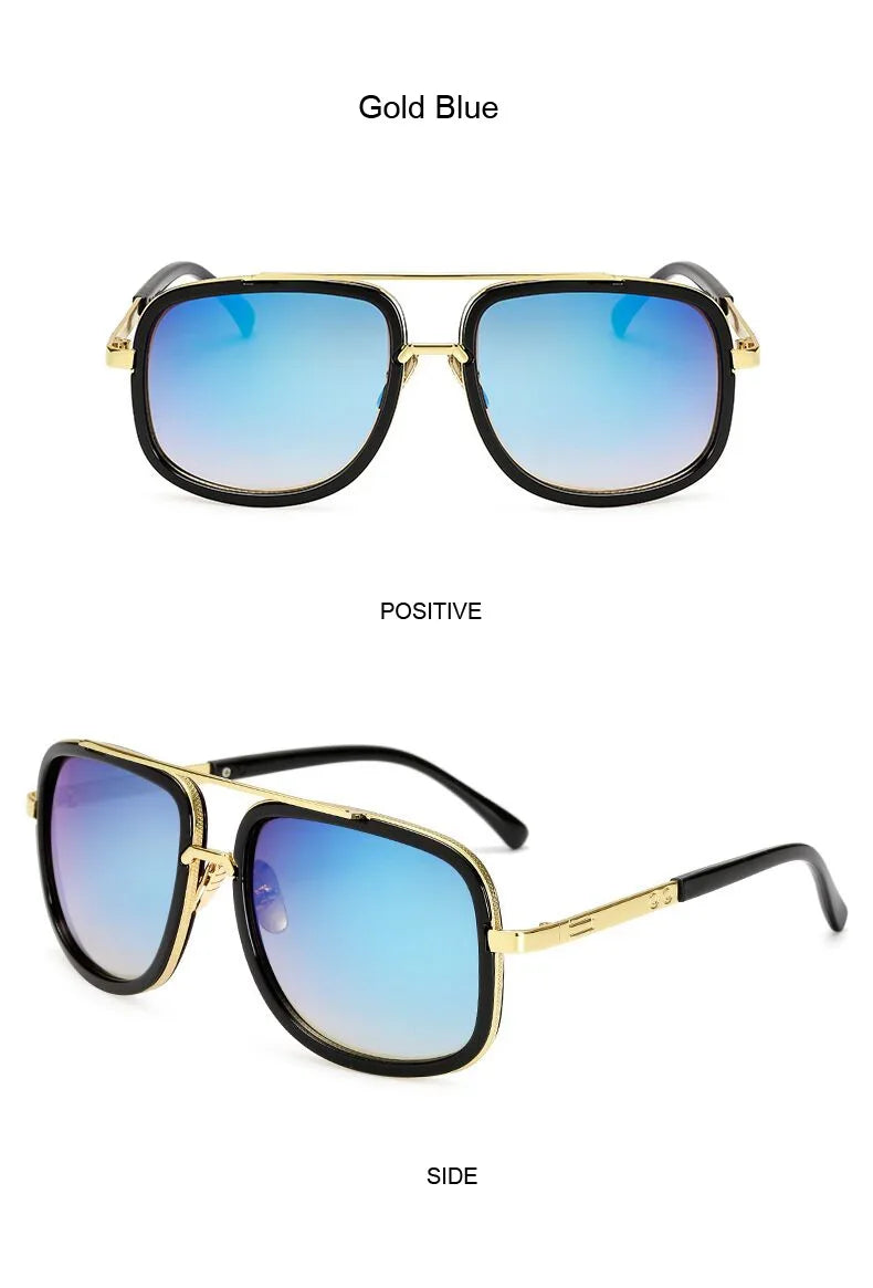 Classic Brand Designer Flat Top Mirror Sun Glasses Square Gold Male Female Superstar Oversized Men Sunglasses Women Glasses