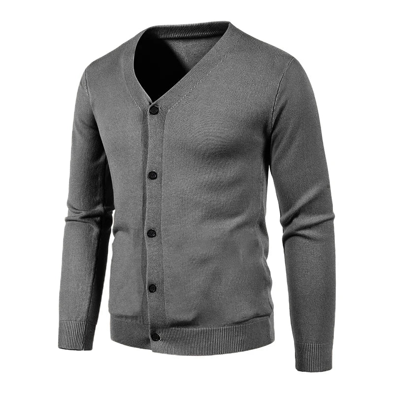 2024 M-5XL Autumn Men's Knitted Cardigan Thin V-neck Basic Elastic Slim Fit Thin Sweater Solid Color Casual Versatile Coat