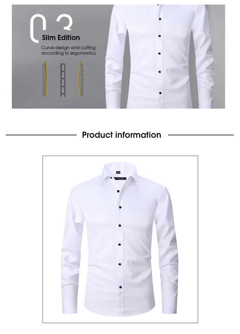 Spring Men's Social Shirt Slim Business Dress Shirts Male Long Sleeve Casual Formal Elegant Shirt Blouses Tops ManBrand Clothe