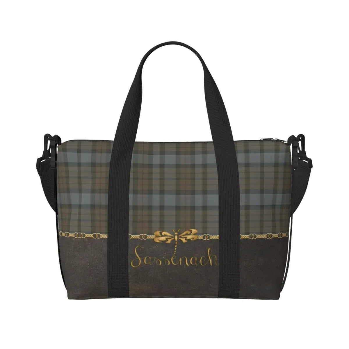 Custom Popular Tartan Plaid Beach Tote Bag for Women Extra Large Gym Carry On Geometric Gingham Check Texture Shopping Bags