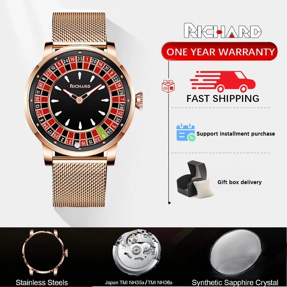 Richard Sapphire Glass NH35 Jacob & Co Betting Market Mens Mechanical Watches Watch Men Top Brands Luxury Wheel Turning Watches