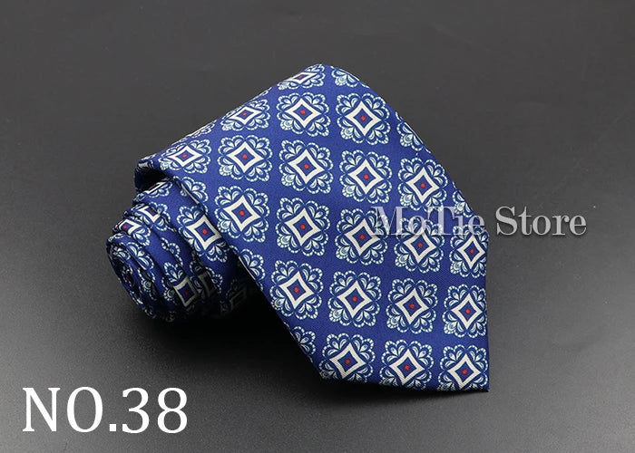 Men's Fashion Silk Tie 7.5cm Soft Novelty Necktie Blue Green Orange Color Ties For Men Dot Floral Bowtie Wedding Business Gift