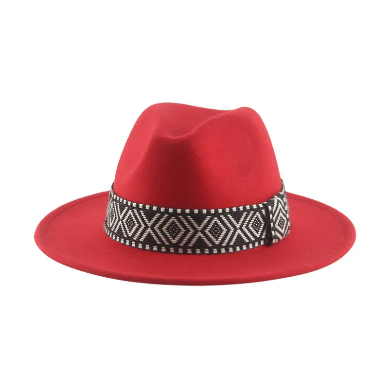 Spring and Autumn Wide-brimmed Woolen Hat, Jazz Bowler Hat, Bohemian National Style Square Band Festival Party Performance Hat