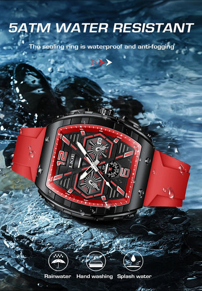Relogio Masculino LIGE Men Watch Luxury Waterproof Quartz Wristwatch Raise Wrist Luminous Date Sports Silicone Clock Man Watches