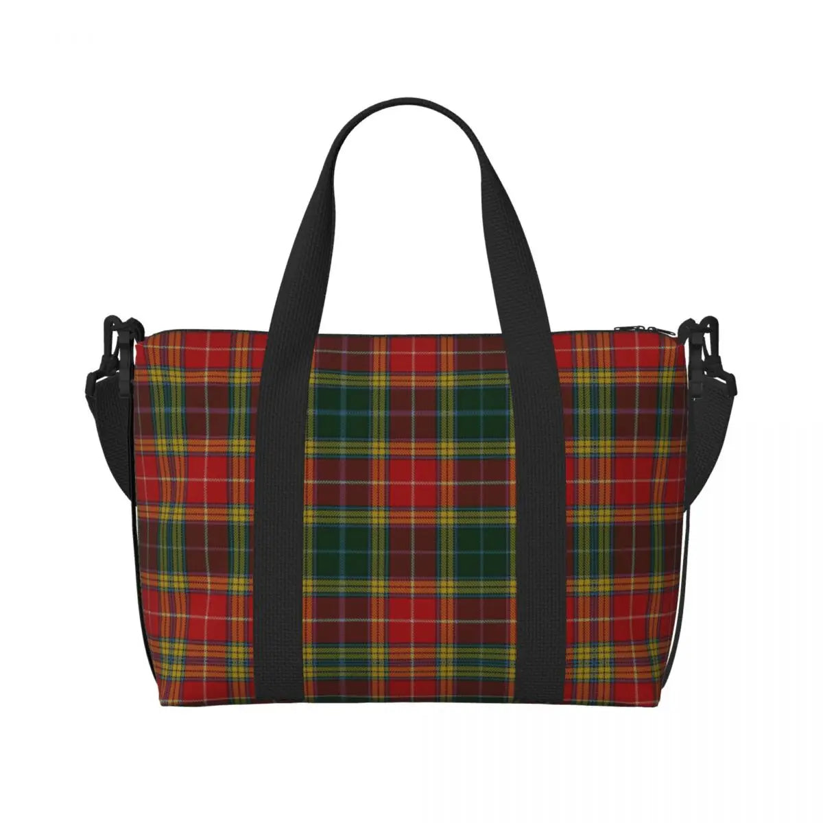 Custom Popular Tartan Plaid Beach Tote Bag for Women Extra Large Gym Carry On Geometric Gingham Check Texture Shopping Bags