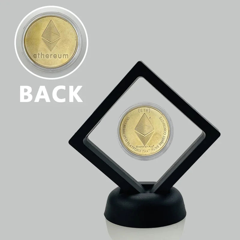 New Product Commemoration Coin Dogecoin Ethereum BNB TRX Ripple Cardano Crypto Bitcoin Litecoin Cryptocurrency With Nice Stand