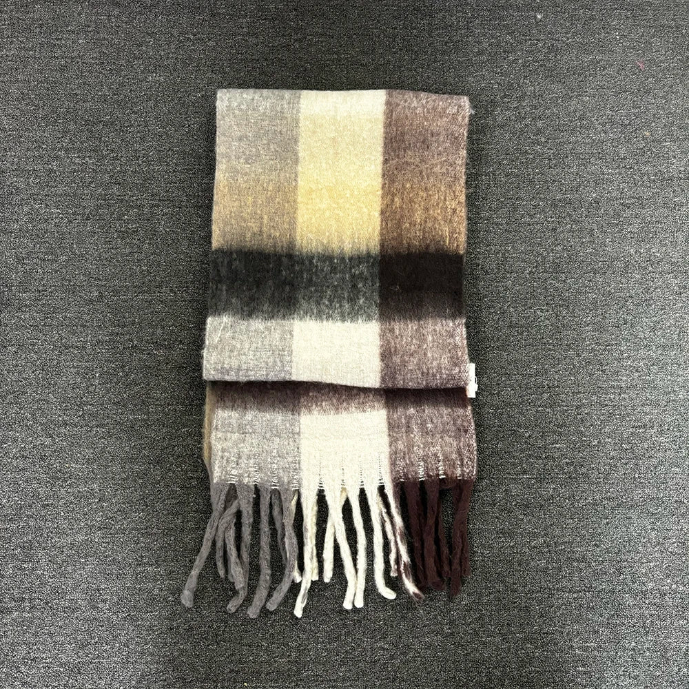 Winter Fashion Brand Plaid Scarf Women Warm Pashmina Female Scarves Wraps Bufanda Tassels Shawl Long Rainbow Hairy Luxury Brand