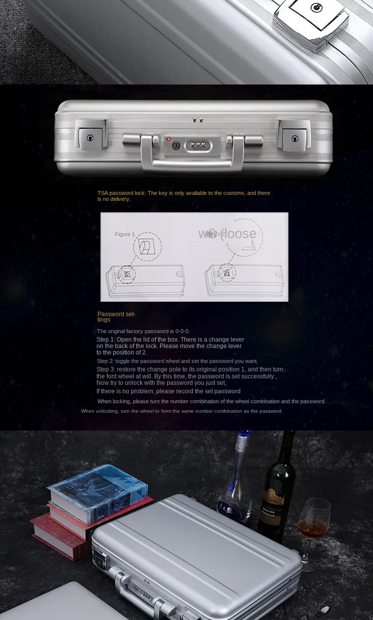 14 inch aluminum briefcase, 18 inch large aluminum-magnesium alloy portable instrument lockbox, security tool box, flight case