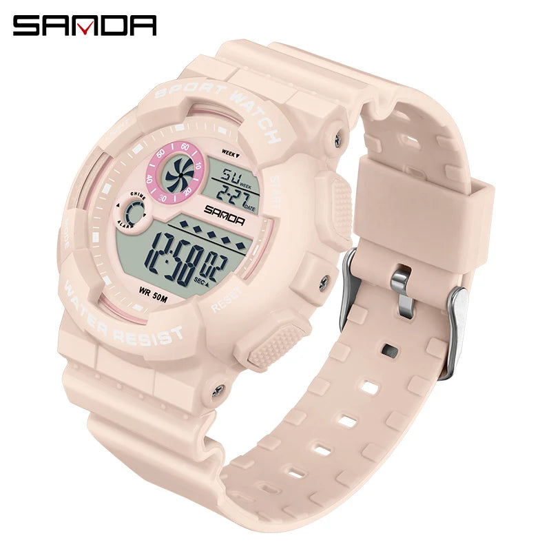 SANDA G Style Fashion Women Sport Watches Alarm Clock Waterproof Stopwatch LED Digital Women Electronics Chronograph Wrist Watch