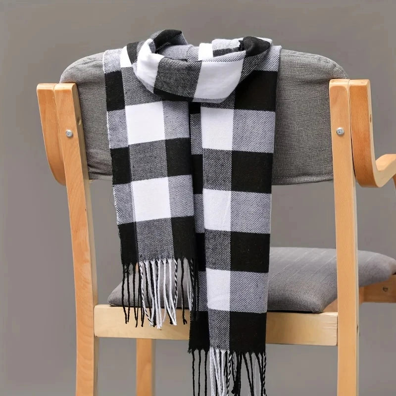 Unisex Imitation Cashmere Plaid Scarf Soft Solid Women Winter Shawl New Wrap Bandana Pashmina Tassel Thicken Warm Neckerchief