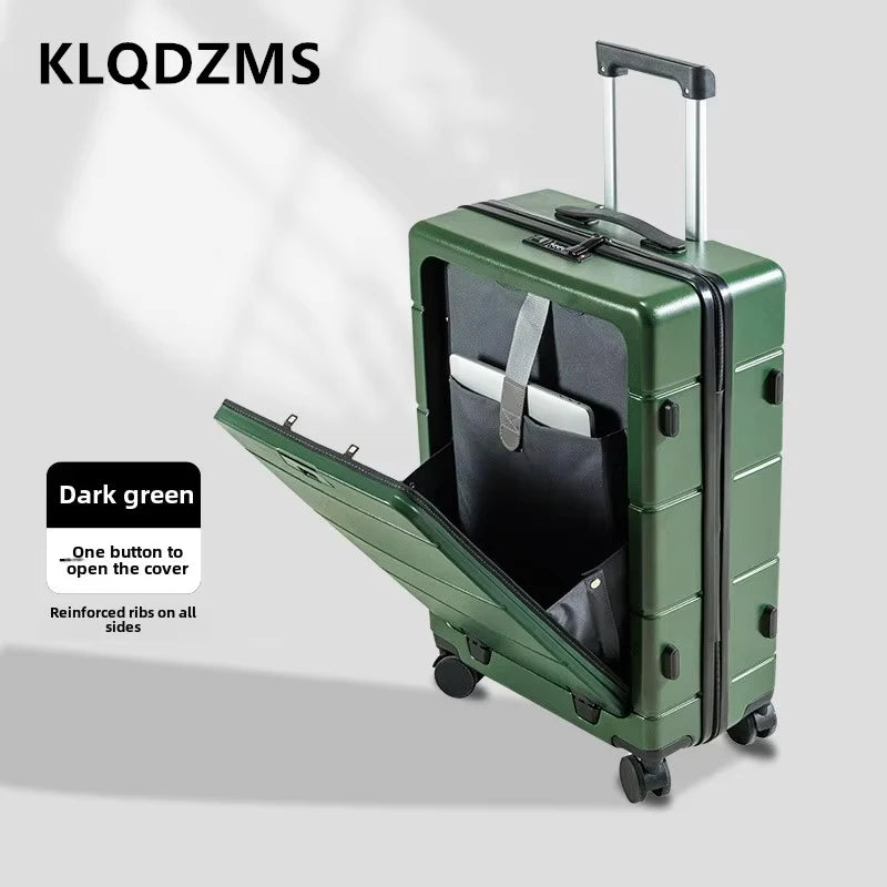 KLQDZMS 24"26Inch Laptop Suitcase 20" Front Opening Boarding Box ABS + PC Trolley Case USB Charging Carry-on Travel Luggage